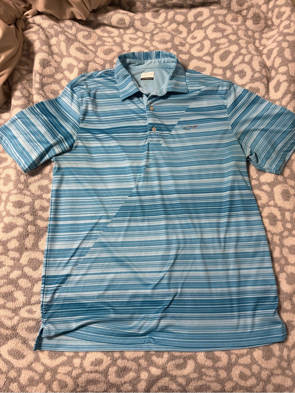 Greg Norman Collection Light Blue Striped Polo